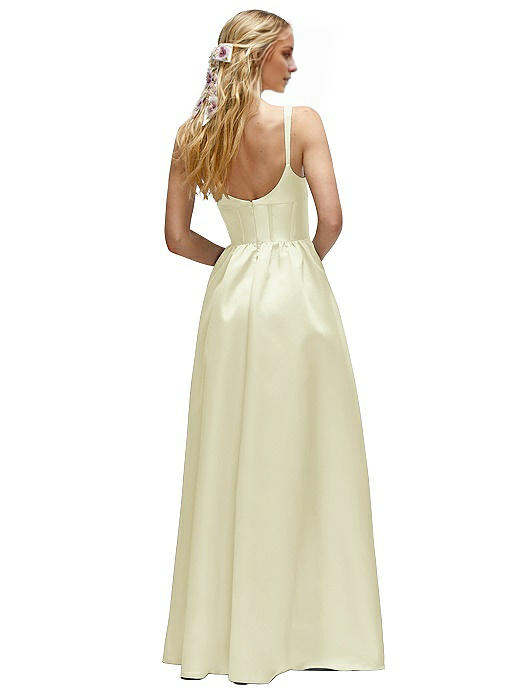 Vestido de fiesta Jimiss con escote cuadrado, hombros descubiertos, sin mangas, espalda descubierta y largo hasta el suelo