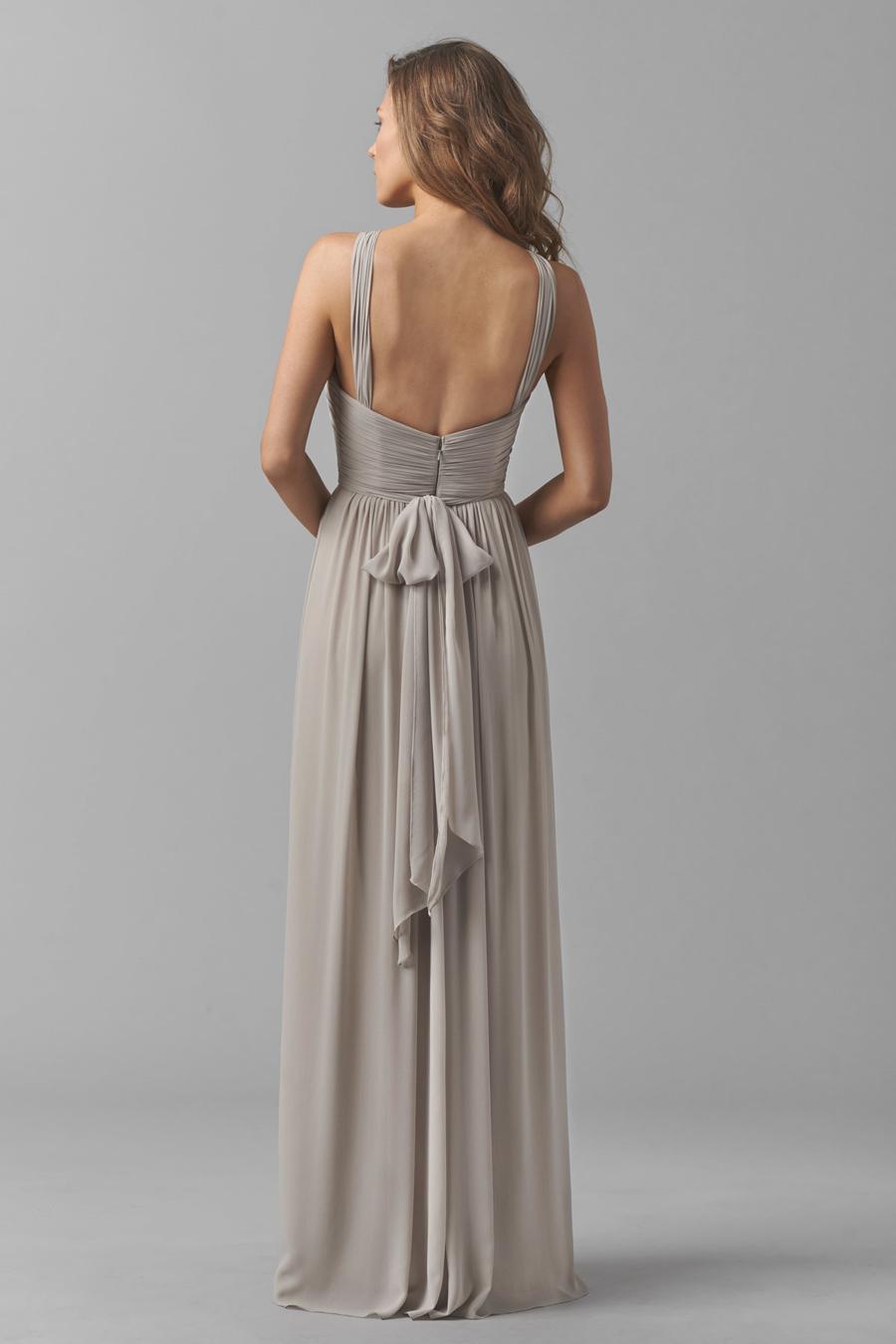 Vestido de noche Jimiss con escote cruzado, hombros descubiertos, sin mangas, espalda descubierta, plisado y largo hasta el suelo