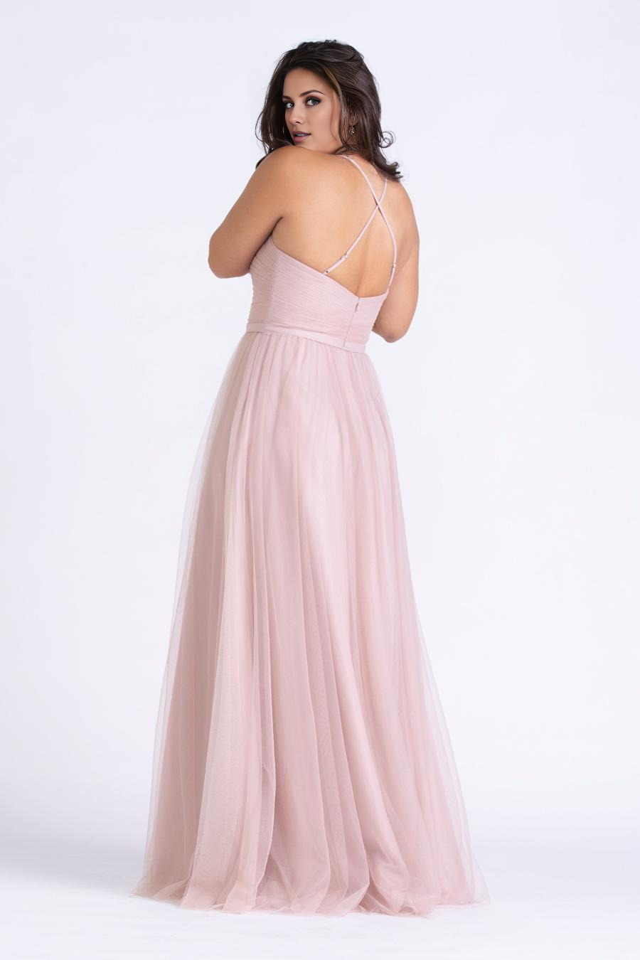 Vestido de noche Jimiss con escote corazón, tirantes finos, transparente, plisado, sin espalda y largo hasta el suelo