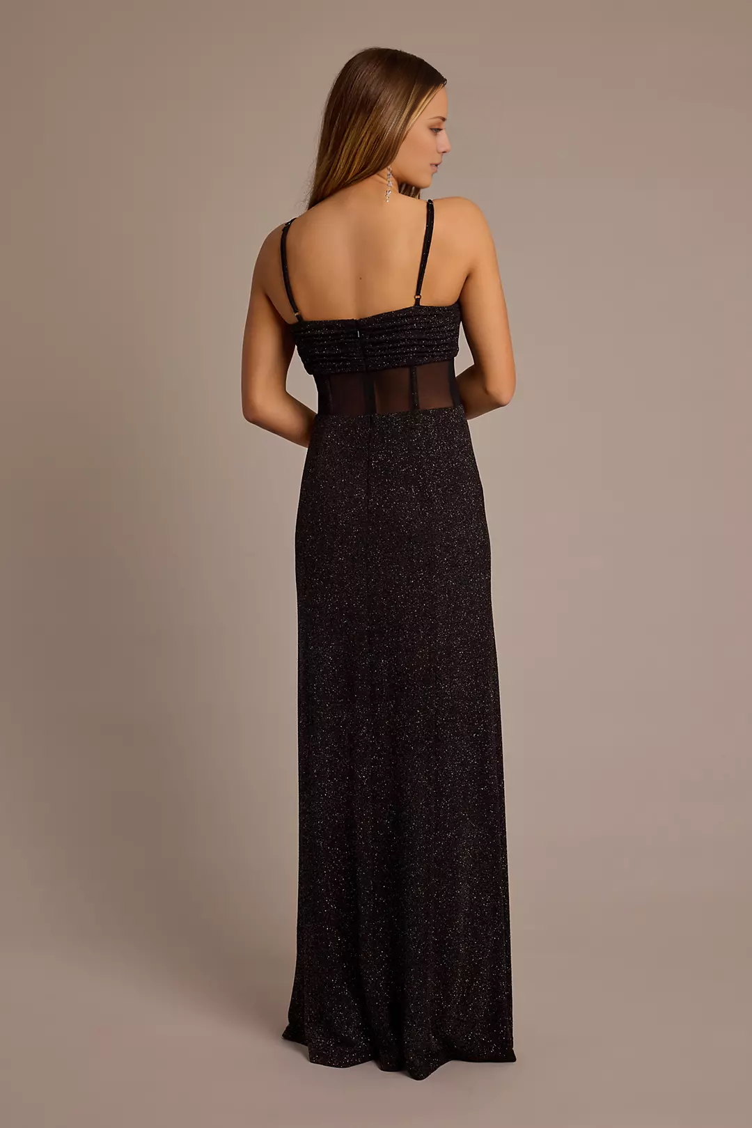 Vestido de fiesta con corsé ilusión de punto brillante de Jimiss