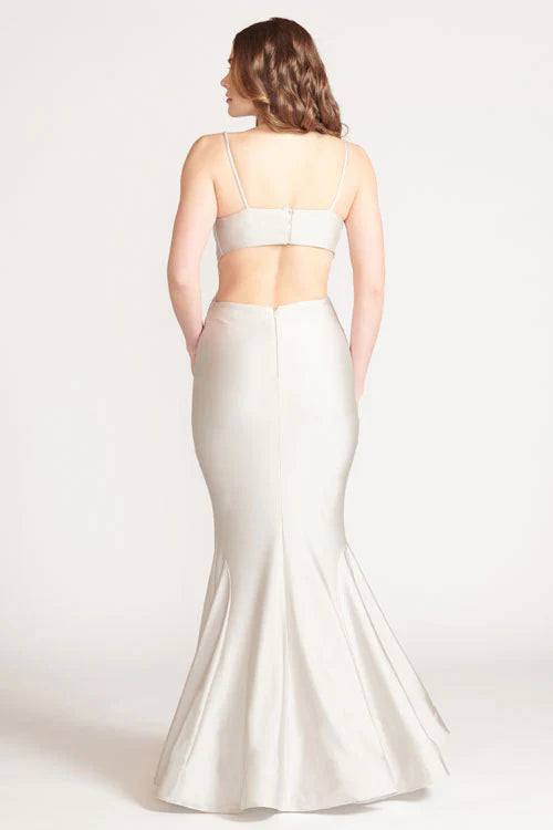 Vestido de fiesta Jimiss con escote en V, corte sirena, hombros descubiertos, sin mangas, tirantes finos, espalda descubierta y largo hasta el suelo