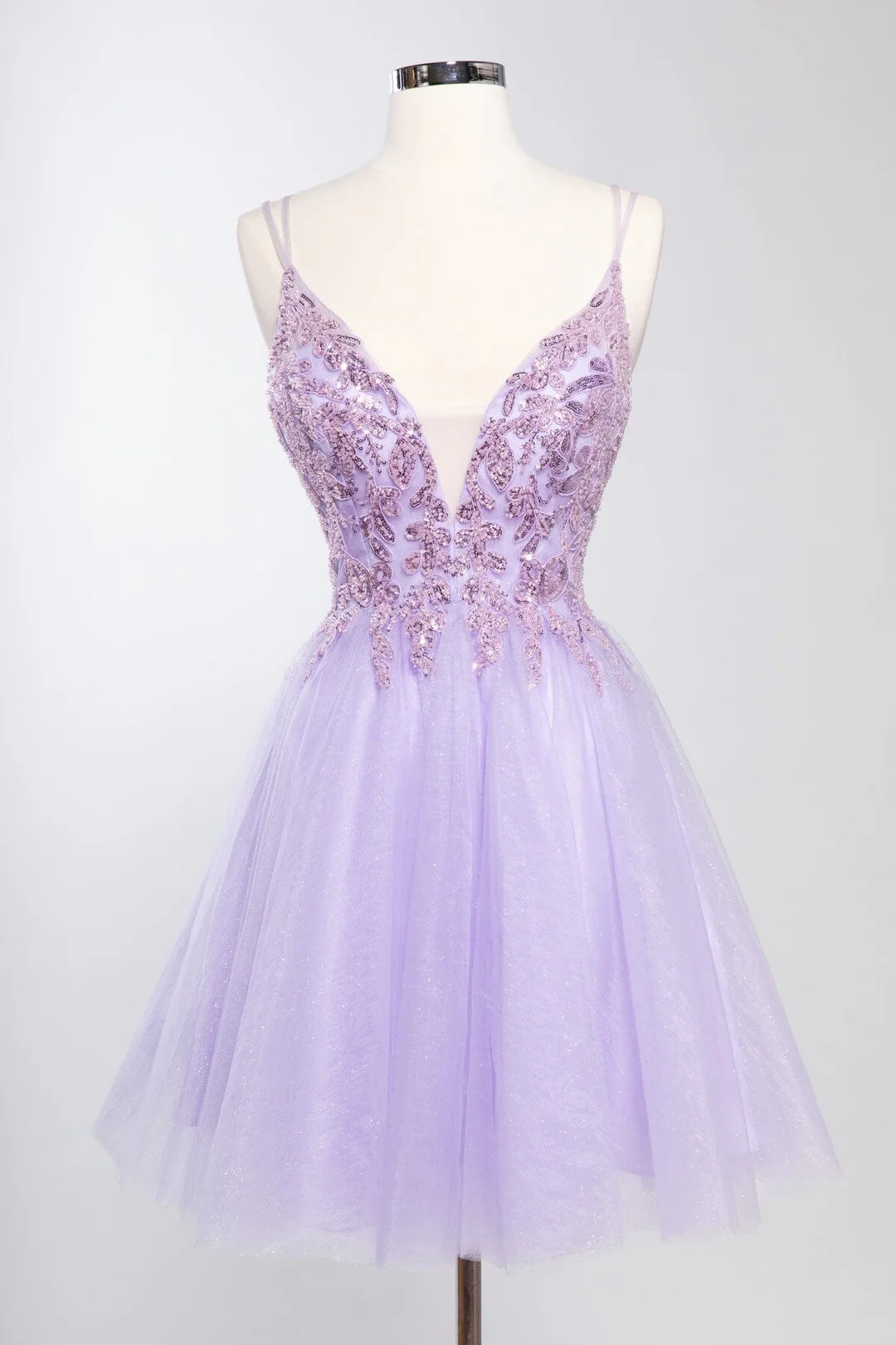 Vestido corto sin mangas bordado combinado con falda en forma de A