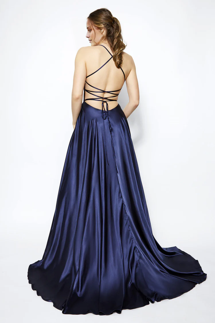 Vestido de fiesta Jimiss con escote cuadrado, hombros descubiertos, sin mangas, tirantes finos, espalda descubierta y largo hasta el suelo