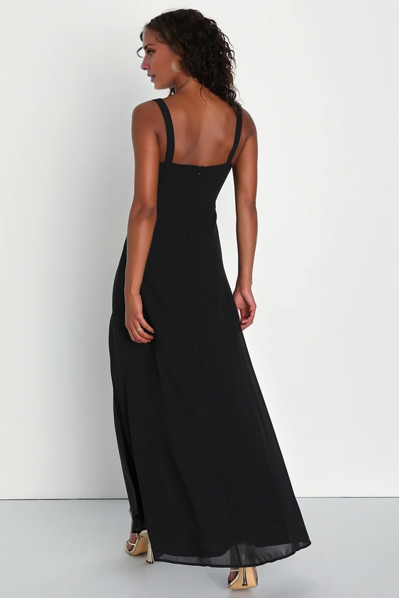 Vestido de noche Jimiss con escote cuadrado, hombros descubiertos, sin mangas, espalda descubierta, abertura lateral y largo hasta el suelo