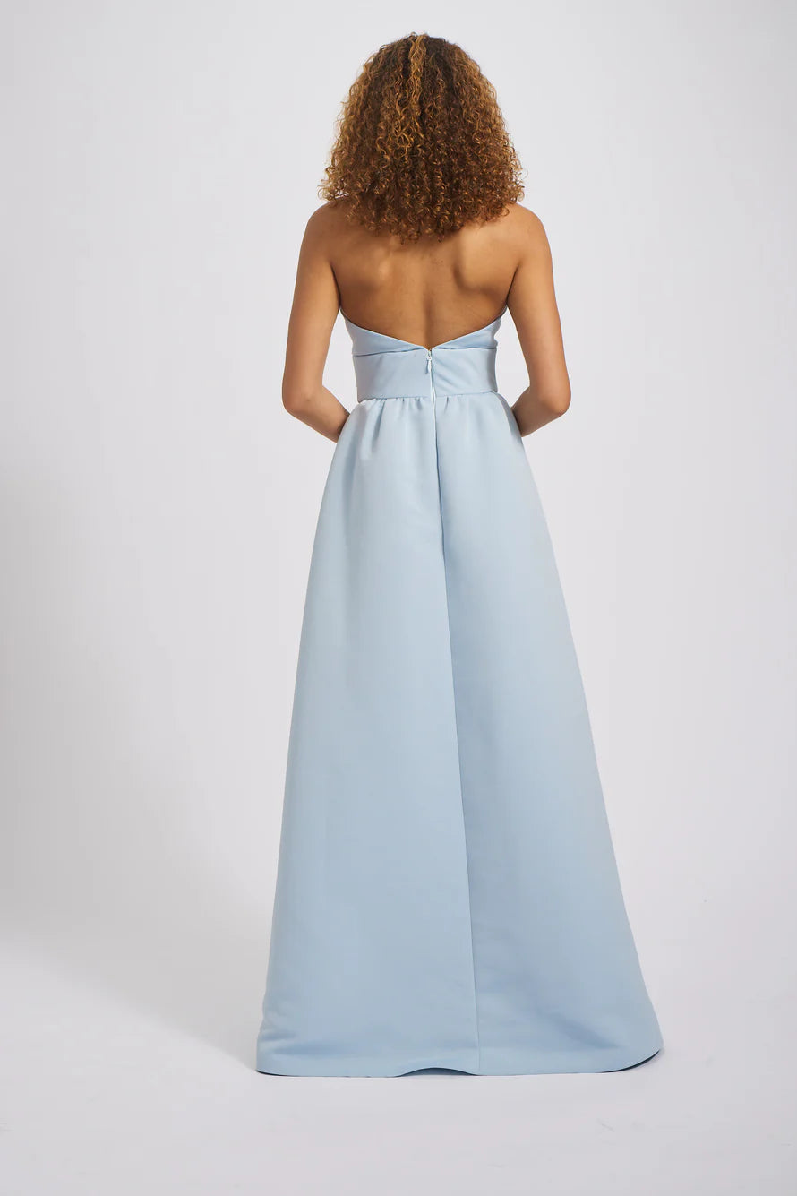 Vestido de fiesta Jimiss de corte A, cuello colgante, hombros descubiertos, sin mangas, espalda descubierta y largo hasta el suelo