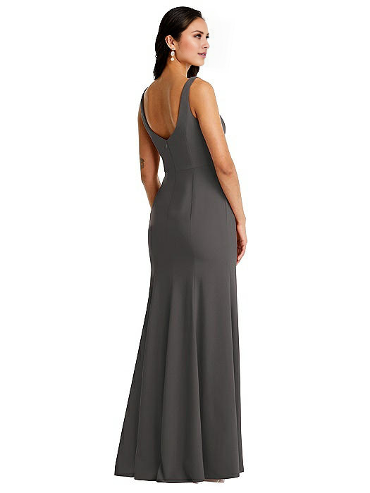 Vestido de fiesta Jimiss con escote cuadrado, hombros descubiertos, sin mangas, espalda descubierta, abertura lateral y largo hasta el suelo