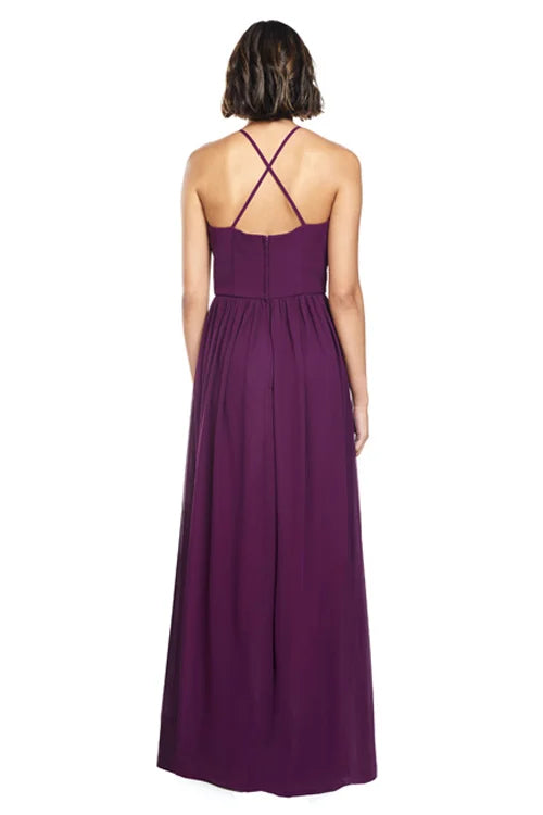 Vestido de fiesta Jimiss con escote en V, hombros descubiertos, sin mangas, tirantes finos, espalda descubierta y largo hasta el suelo