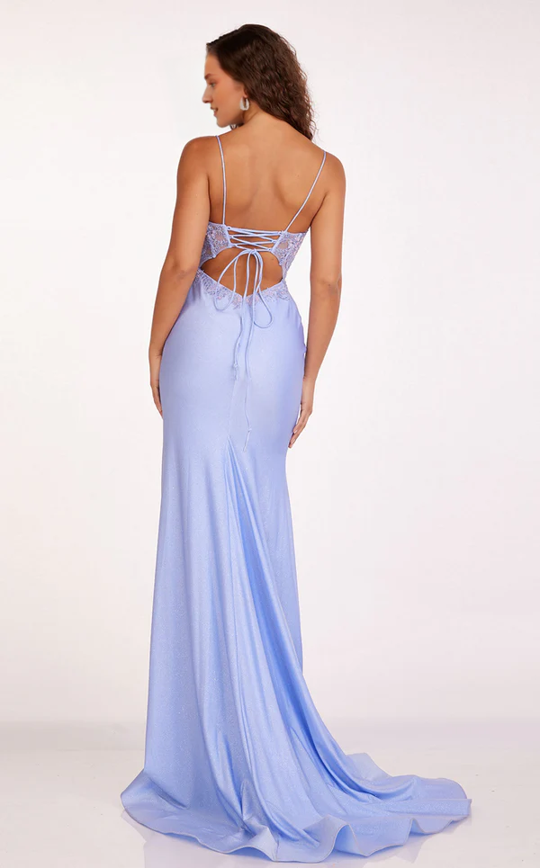 Mermaid slim shoulder strap with side slit and floor length Prom dress