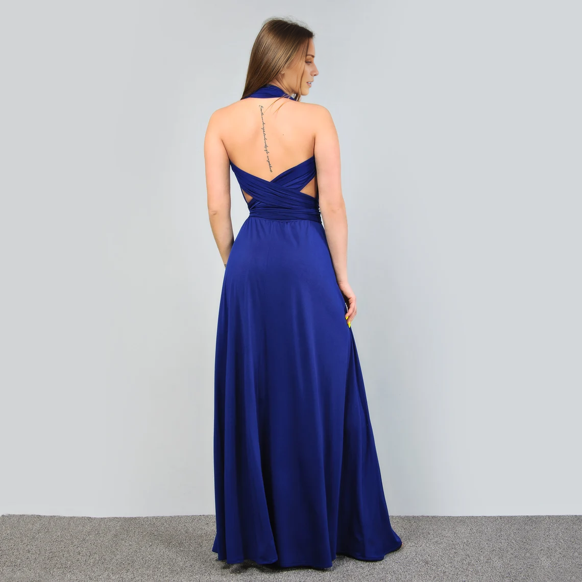 Jimiss - Vestido de fiesta largo hasta el suelo con escote pronunciado y sujetador plisado. 