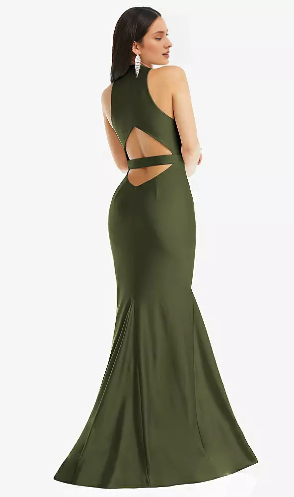 Deep V-neck hollowed out low back  satin mermaid prom dress