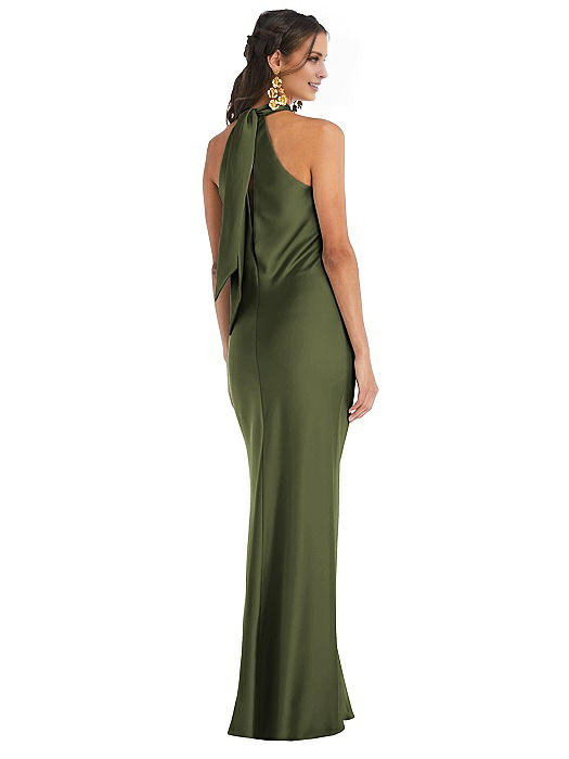 Vestido de fiesta Jimiss con escote halter, hombros descubiertos, sin mangas, espalda descubierta y largo hasta el suelo