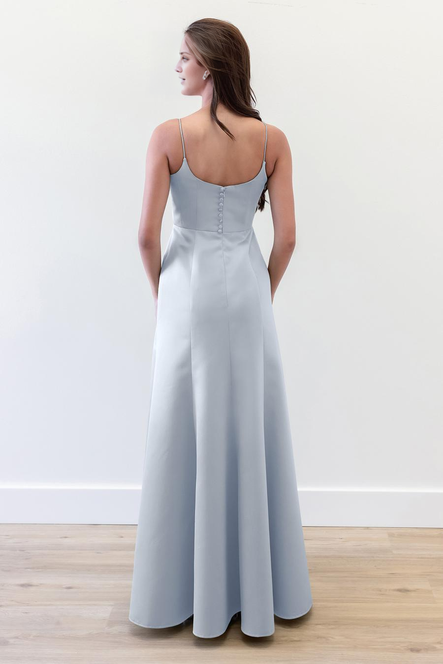 Vestido de noche Jimiss con hombros descubiertos, sin mangas, con tirantes finos, sin espalda y largo hasta el suelo
