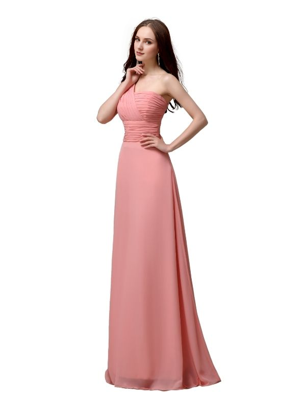 Vestidos de dama de honor únicos, sin mangas, con un solo hombro, sin tirantes, corte A y largo hasta el suelo