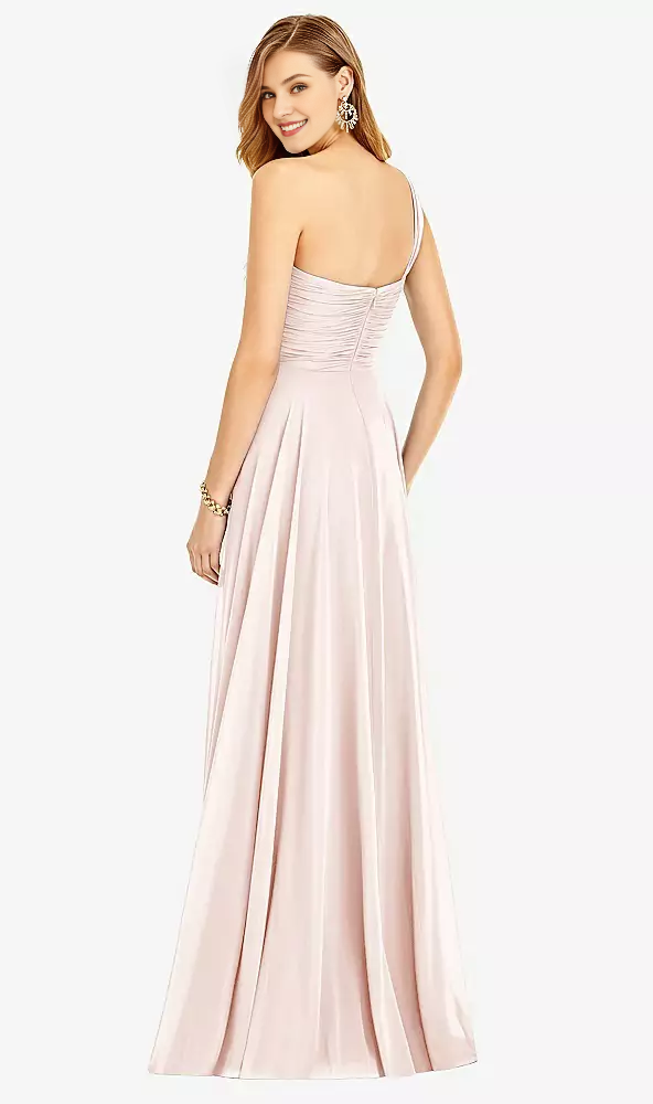 One shoulder hanging chiffon and floor length Prom dress