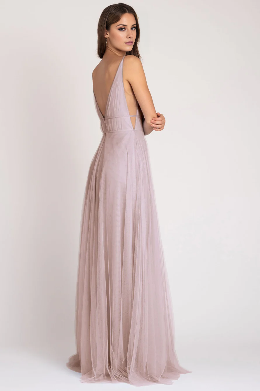 Vestido de fiesta Jimiss con escote en V profundo, sin mangas, tirantes finos, sin espalda y largo hasta el suelo