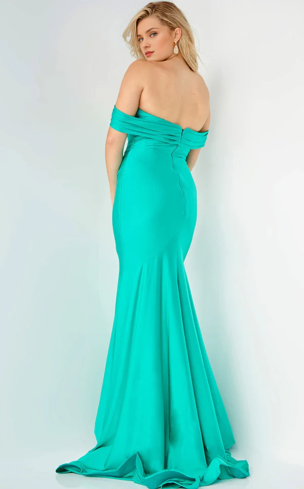 Mermaid off shoulder collar backless and floor length evening dress