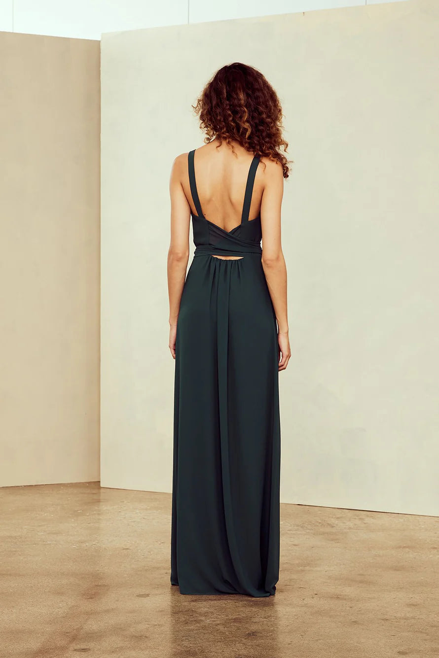 Vestido de noche Jimiss con escote cuadrado, hombros descubiertos, sin mangas, espalda descubierta y largo hasta el suelo