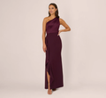 Vestido de fiesta largo de satén crepé con un solo hombro de Jimiss