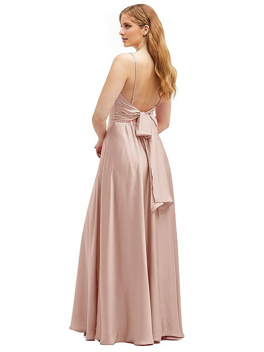 Vestido de fiesta Jimiss con escote cuadrado, hombros descubiertos, sin mangas, tirantes finos, espalda descubierta y largo hasta el suelo