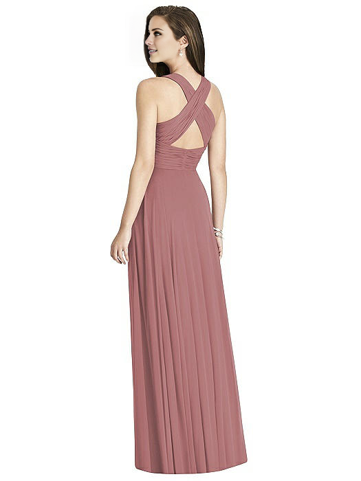 Vestido de noche Jimiss con escote en V, hombros descubiertos, sin mangas, espalda descubierta, plisado y largo hasta el suelo