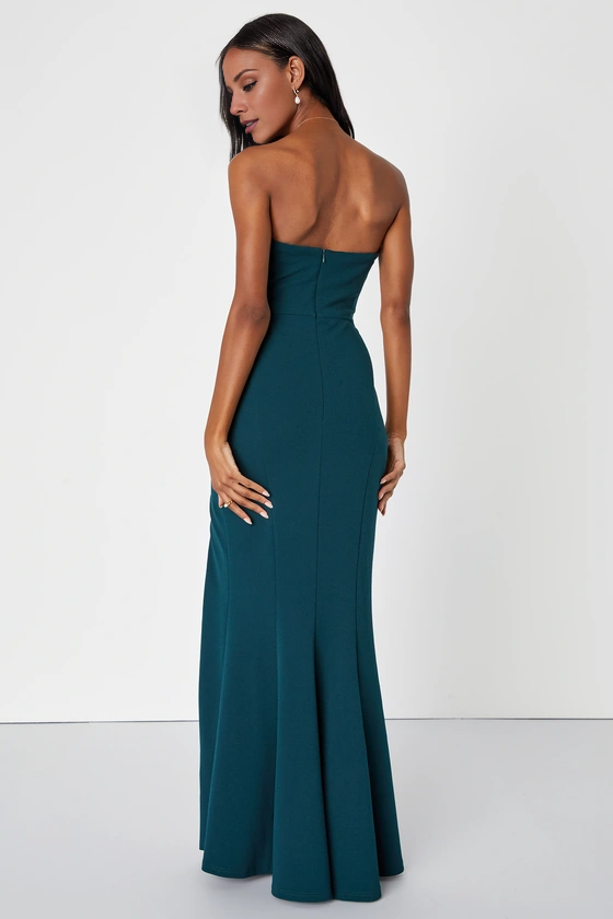Vestido de fiesta Jimiss con hombros descubiertos, cuello sin mangas, espalda descubierta, abertura lateral y largo hasta el suelo