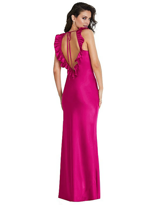 Vestido de fiesta Jimiss con escote cuadrado, hombros descubiertos, sin mangas, con tirantes en la espalda y largo hasta el suelo