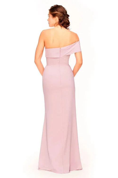 Vestido de fiesta Jimiss con cuello asimétrico, un solo hombro, hombros descubiertos, sin mangas, espalda descubierta y largo hasta el suelo