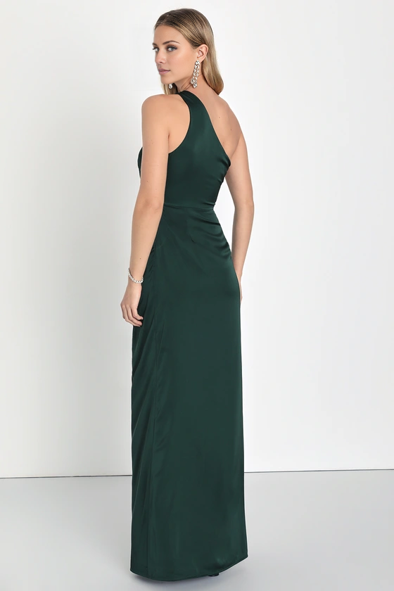 Vestido de fiesta Jimiss con escote asimétrico, hombros descubiertos, sin mangas, espalda descubierta, abertura lateral y largo hasta el suelo