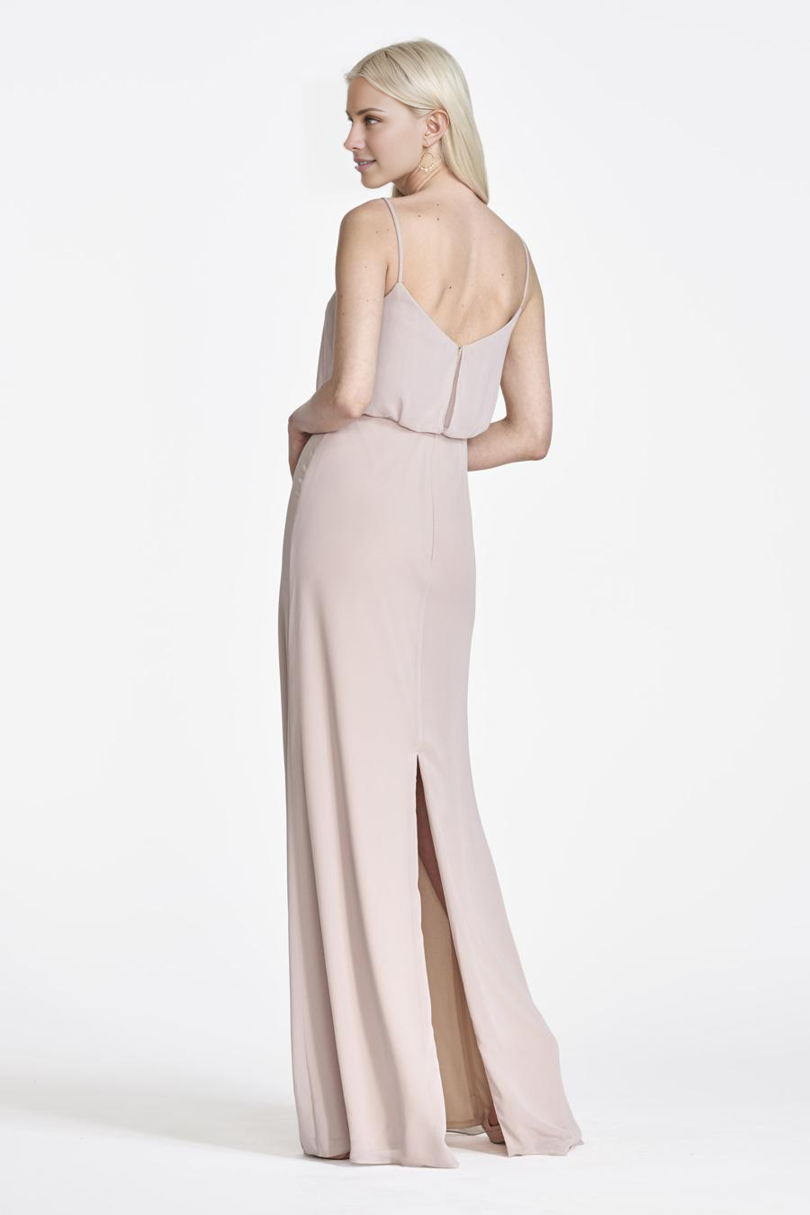 Vestido de noche Jimiss con escote cuadrado, tirantes finos, sin mangas, espalda descubierta y largo hasta el suelo