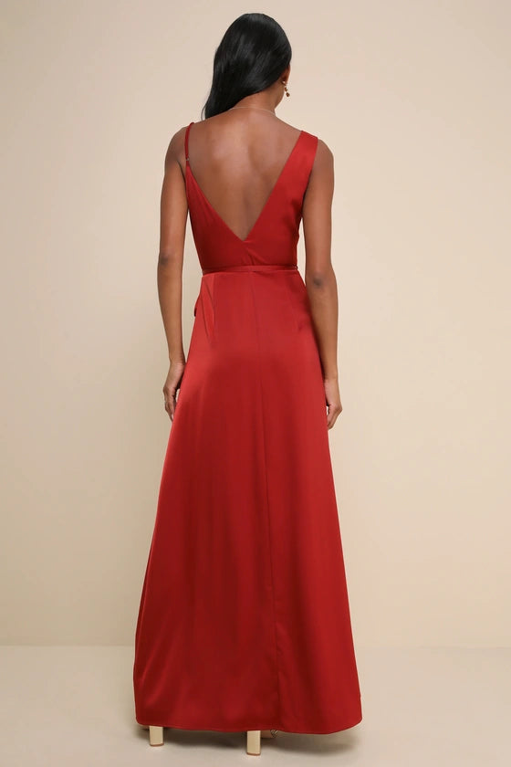 Vestido de noche Jimiss con cuello asimétrico, hombros descubiertos, sin mangas, espalda descubierta, abertura lateral y largo hasta el suelo