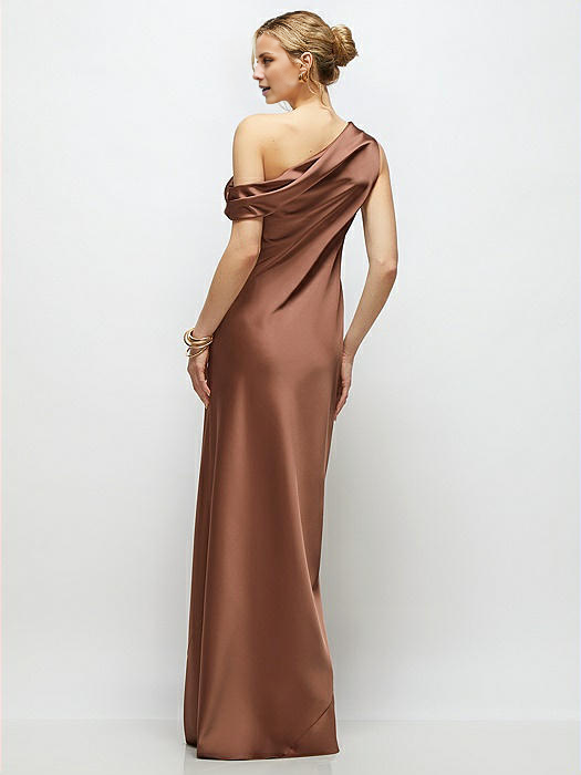 Vestido de fiesta Jimiss con escote asimétrico, hombros descubiertos, sin mangas, espalda descubierta y largo hasta el suelo