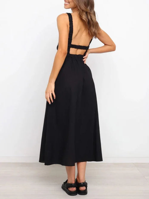 Vestido de fiesta de verano con espalda única y sexy.