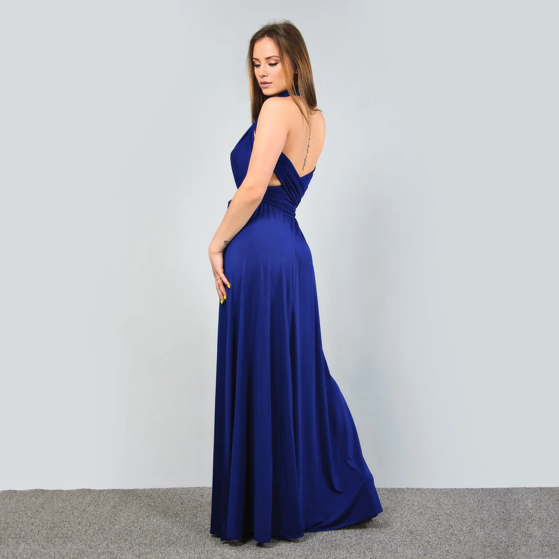 Jimiss - Vestido de fiesta largo hasta el suelo con escote pronunciado y sujetador plisado. 