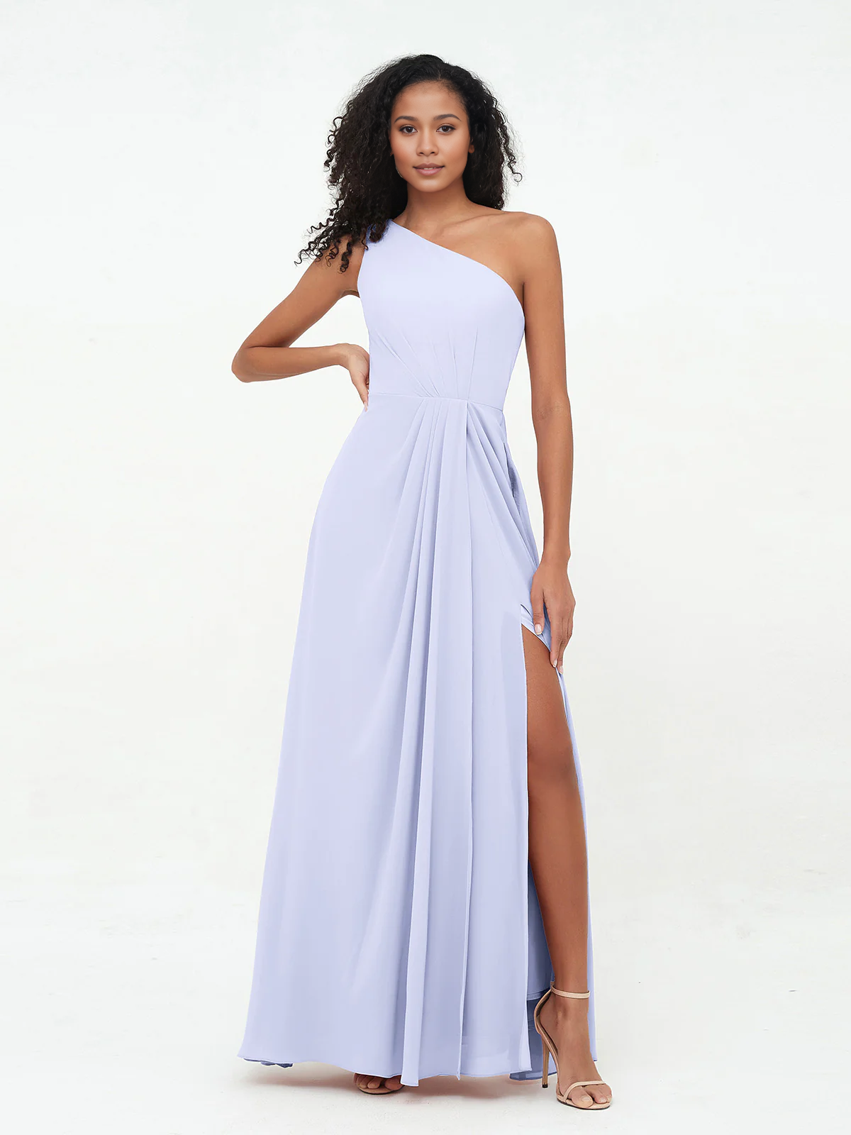 Dark Navy Chiffon A-Line Floor-Length Bridesmaid Dress