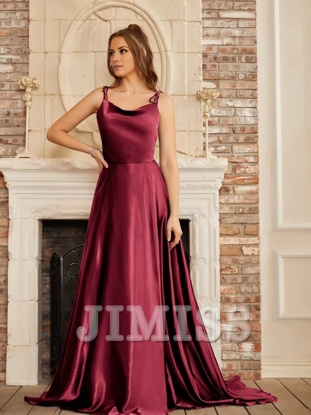 Vestido de noche largo con gran abertura, sexy, sin espalda, elegante y chic.