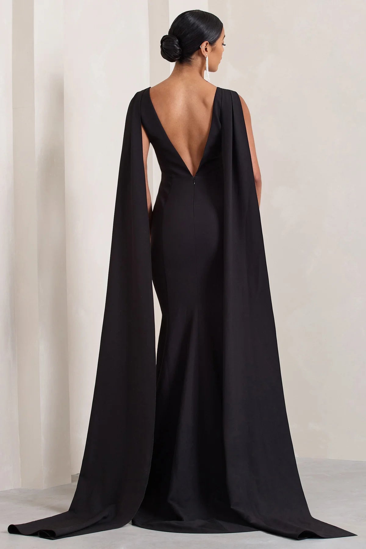 Mermaid cape deep V backless and floor length evening dress - jimiss Dress
