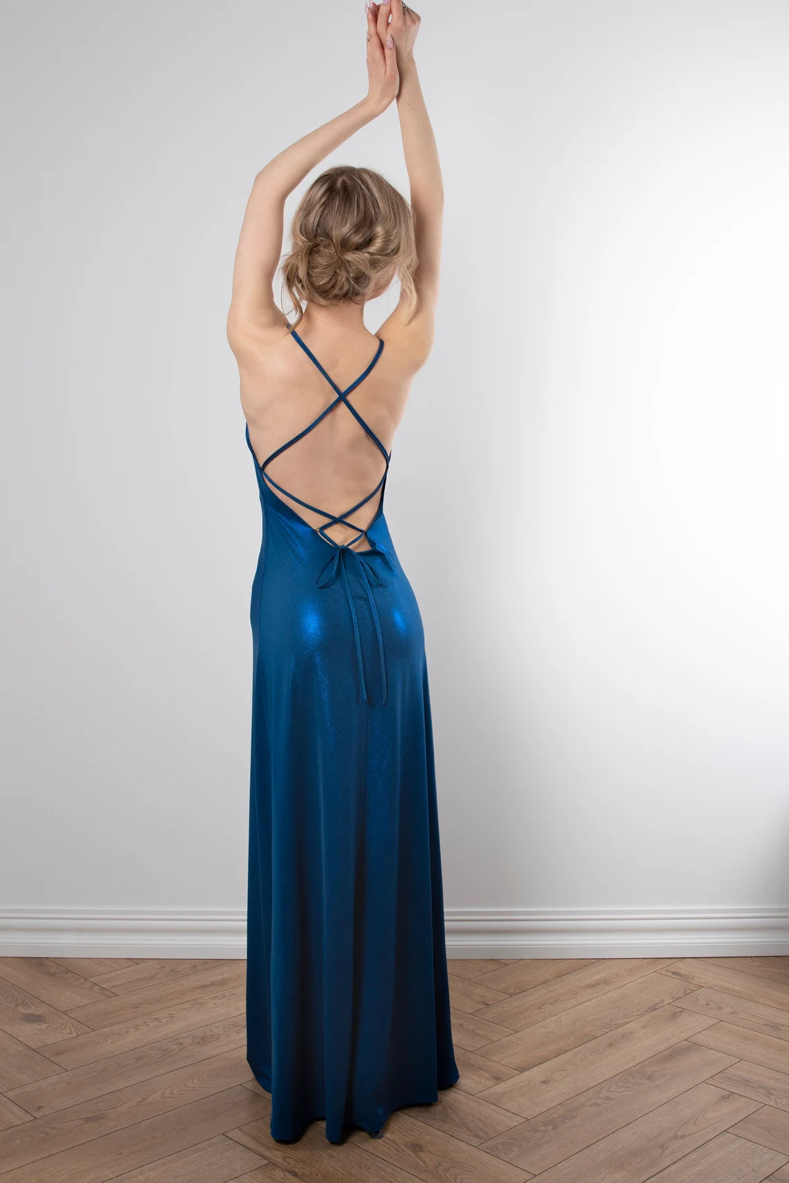 Jimiss - Vestido de fiesta con tirantes finos, espalda descubierta y largo hasta el suelo 