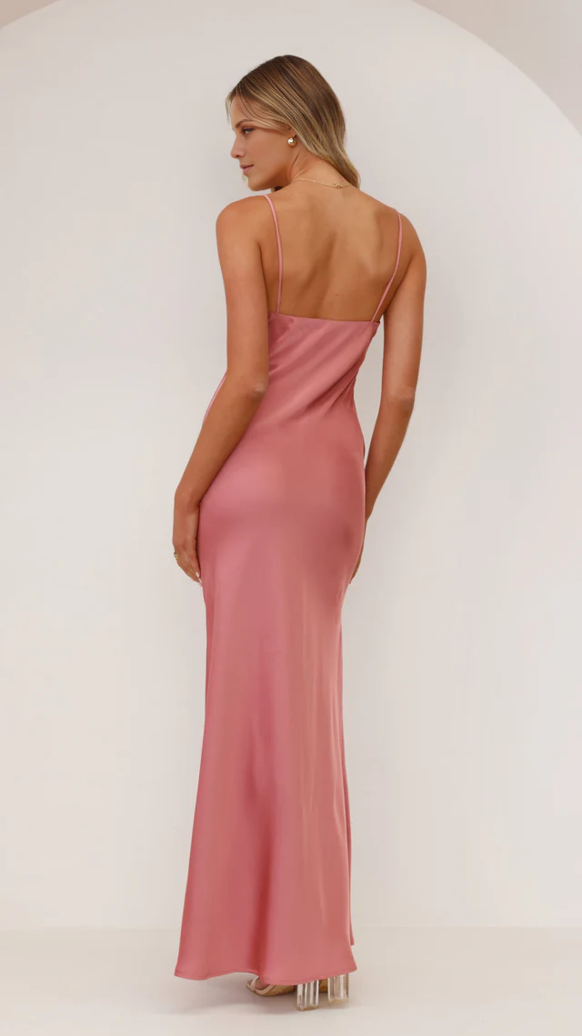 Vestido de noche Jimiss con escote en V profundo, tirantes finos y hombros descubiertos, largo hasta el suelo