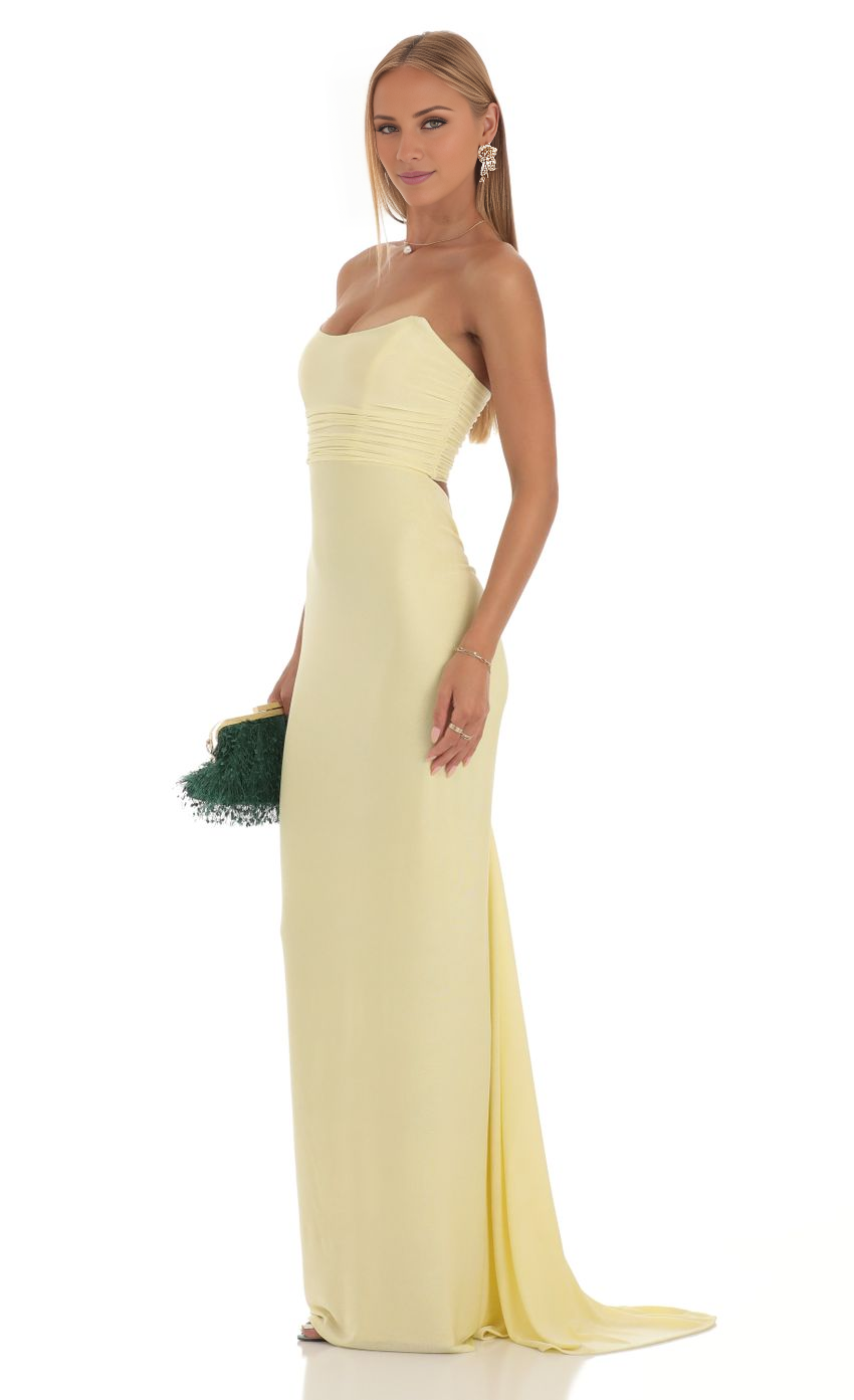 Vestido de fiesta Jimiss con hombros descubiertos, sin mangas, sin tirantes, sin espalda y largo hasta el suelo