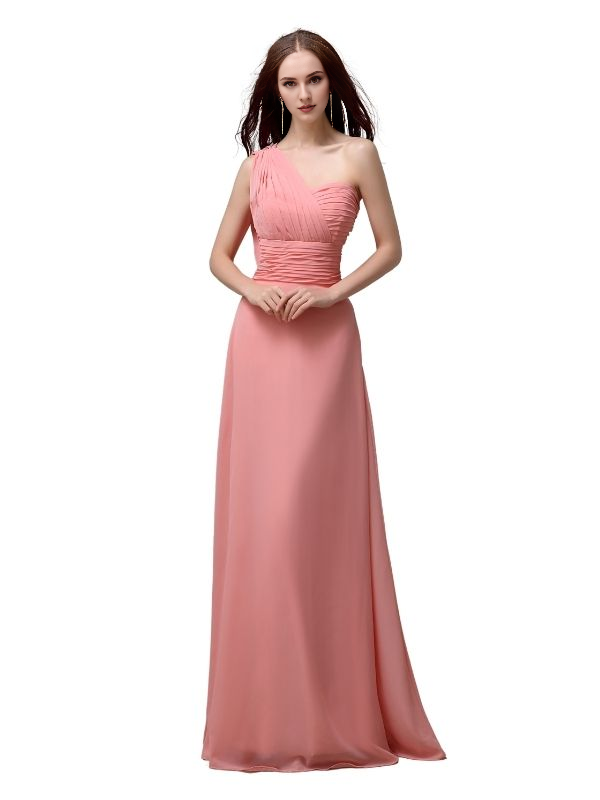 Vestidos de dama de honor únicos, sin mangas, con un solo hombro, sin tirantes, corte A y largo hasta el suelo