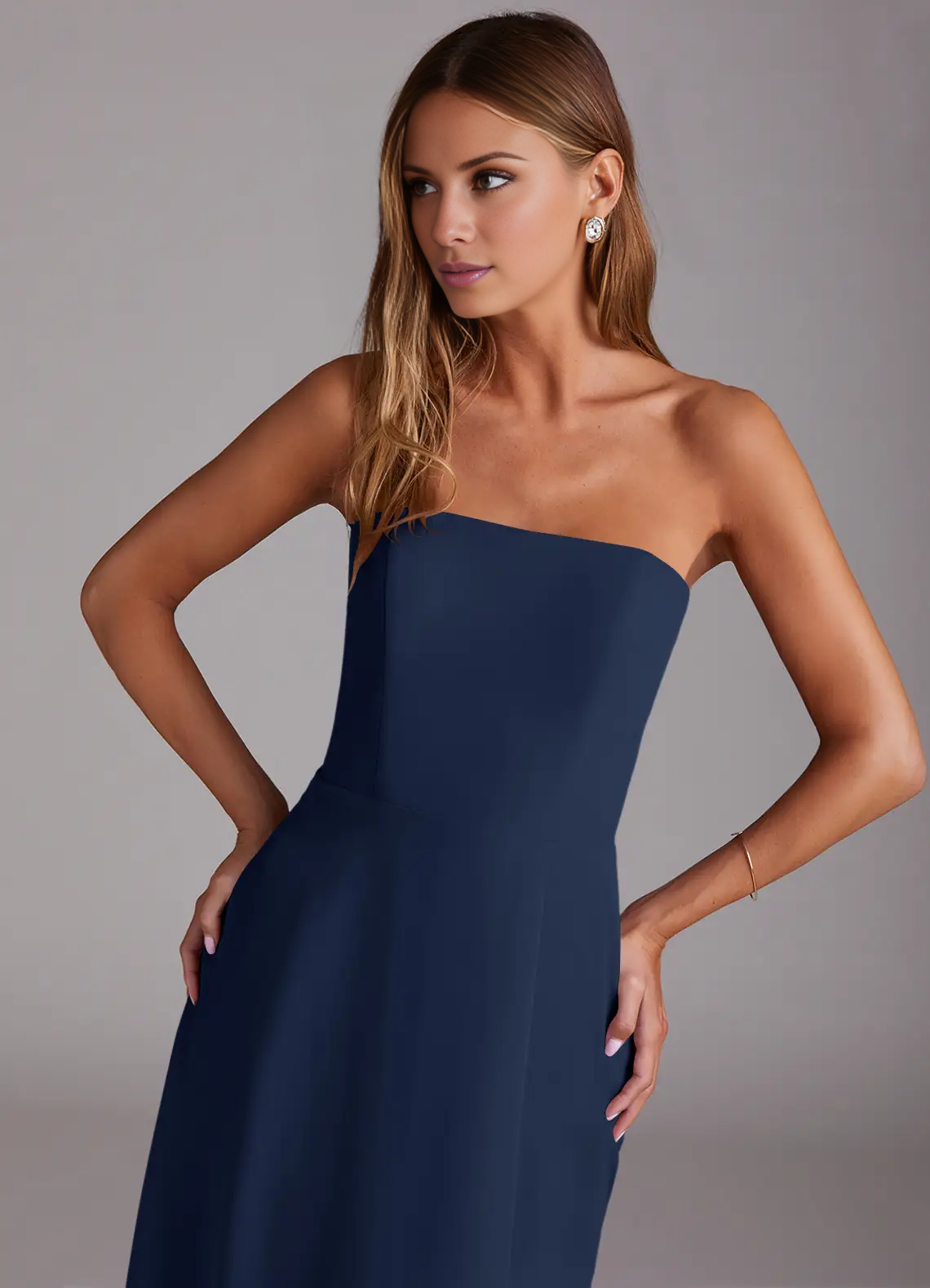 Abito da damigella d'onore a trapezio con spacco laterale in chiffon e cucitura laterale, lunghezza al pavimento - Abito Jimiss 