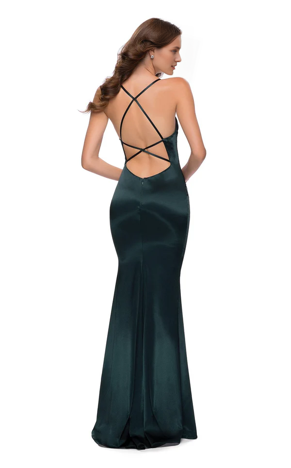 Ship neck sleeveless tight corset and floor length Prom dress