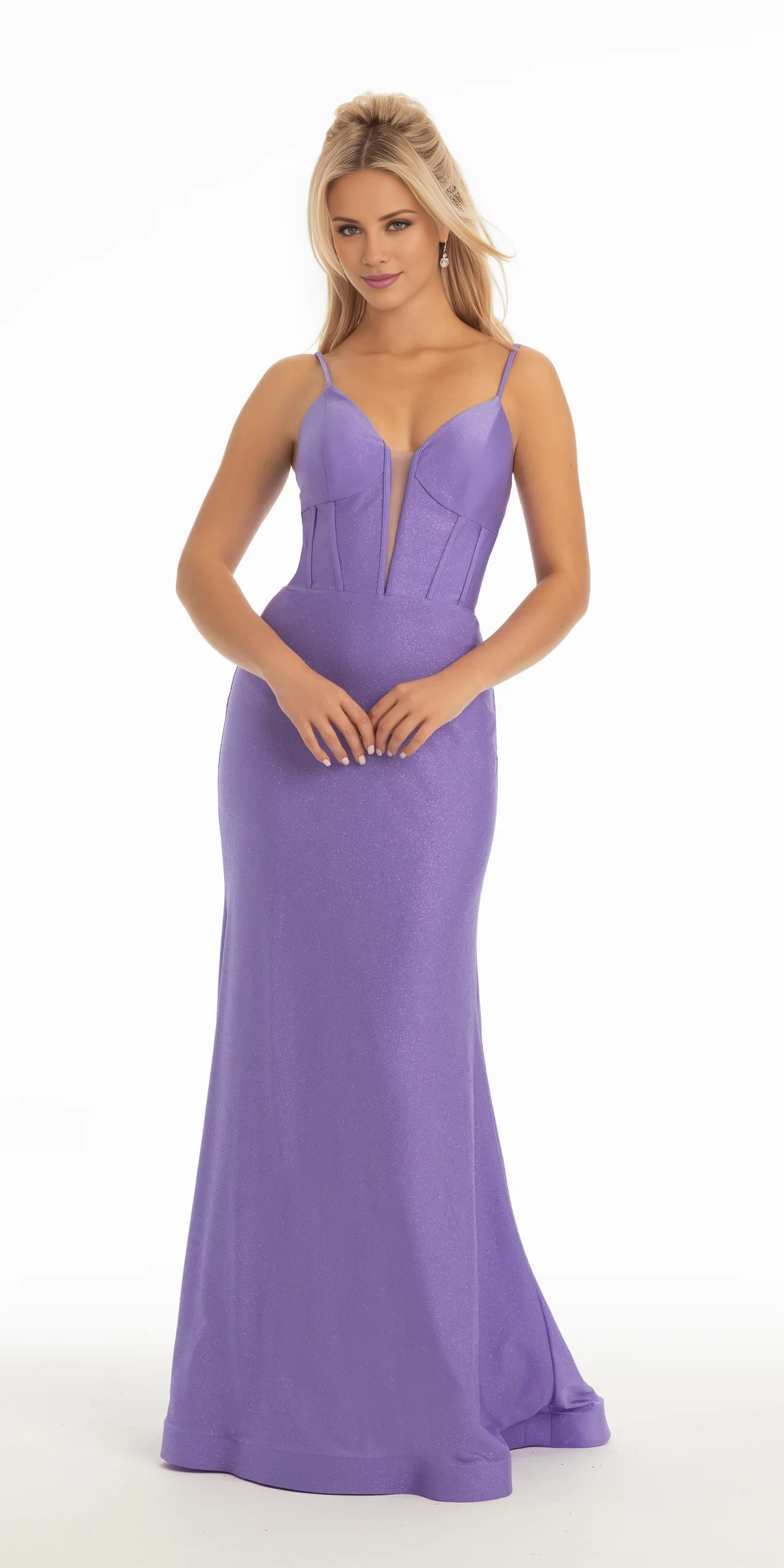 Vestido de fiesta Jimiss con cuello de corazón, tirantes finos, corsé ajustado y largo hasta el suelo 