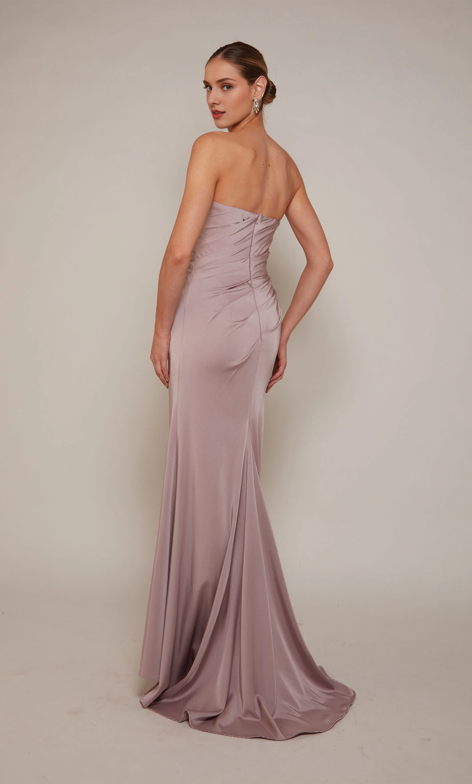 Vestidos formales largos para madres de la novia, sin tirantes, rectos, con espalda descubierta, lazo y abertura lateral