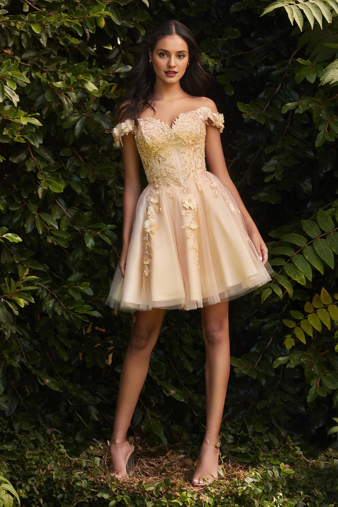 Dusty Blue Off-the-Shoulder Sweetheart A-Line Short Bridesmaid Dress