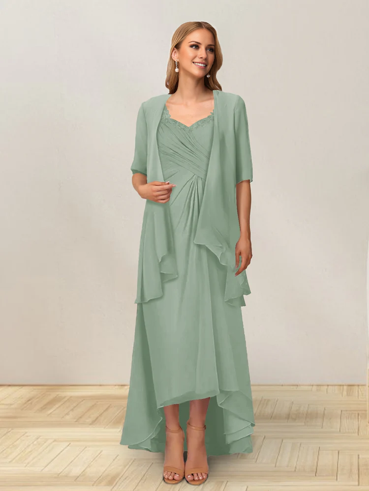 Abito da sposa a trapezio, senza maniche, a forma di foglia di loto, lunghezza laterale, per la madre della sposa 