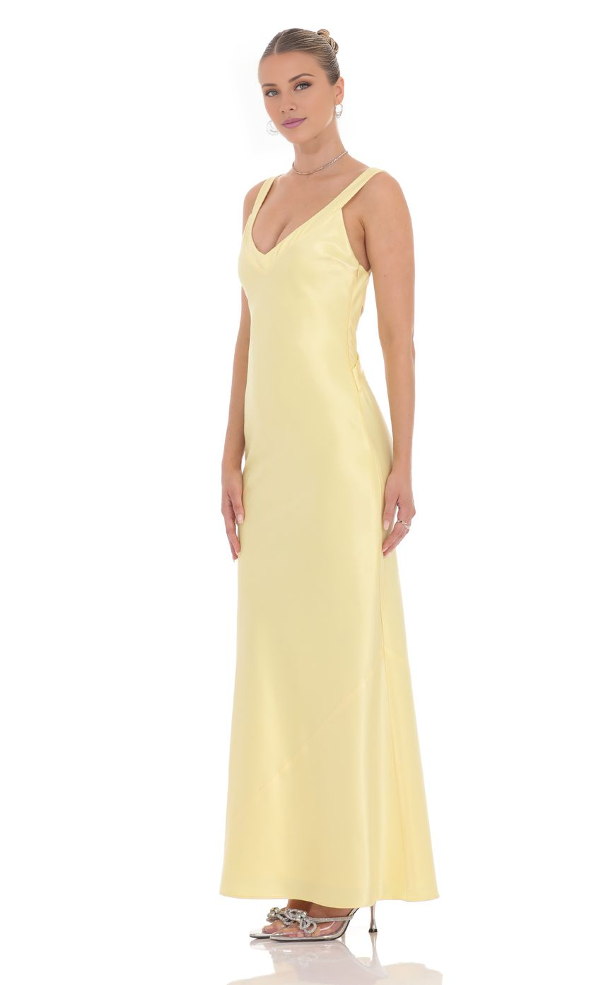 Vestido de fiesta Jimiss de satén, sin mangas, con cuello en V y hombros descubiertos, largo hasta el suelo