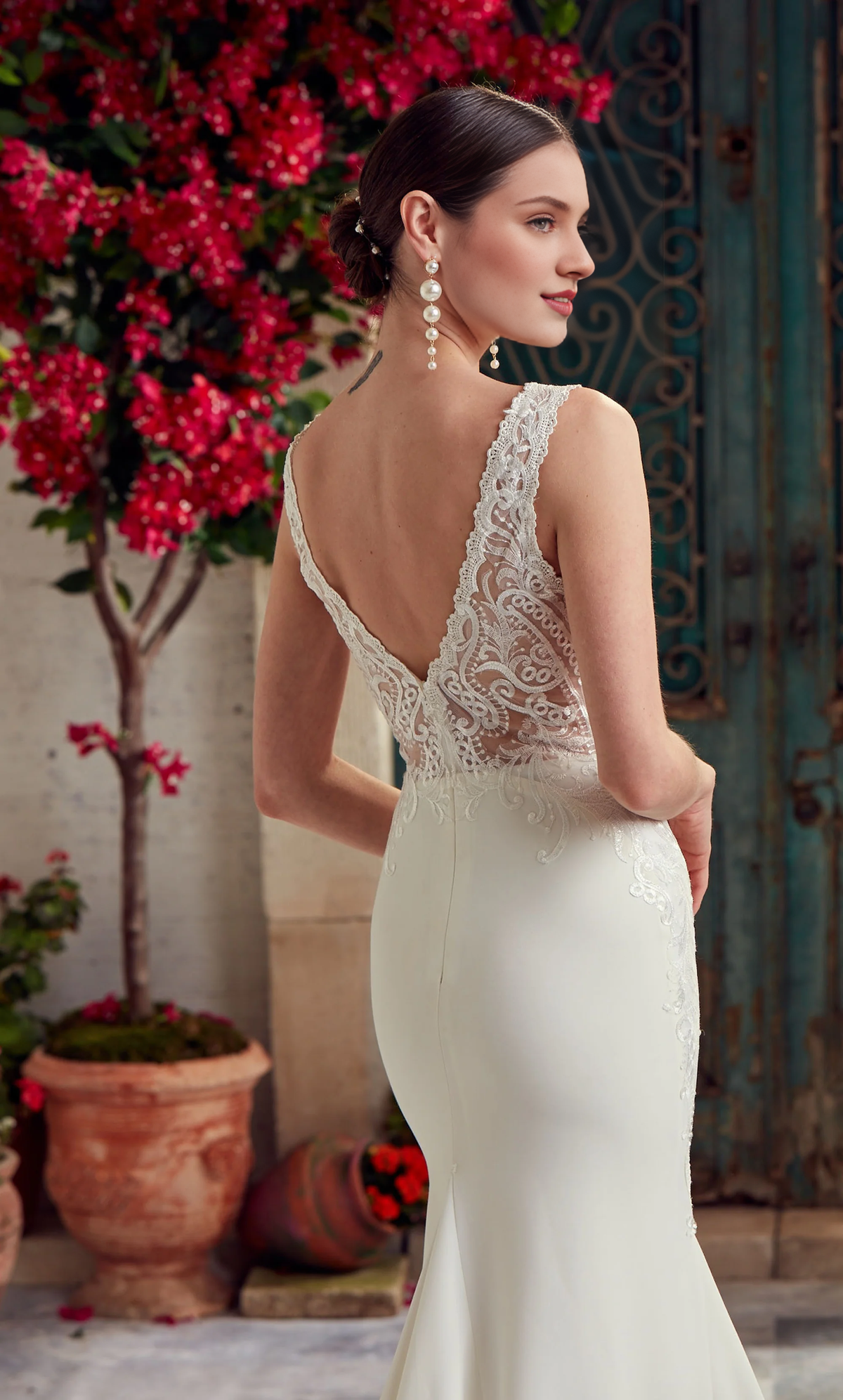 Ivory Satin Mermaid Floor-Length V-Neck Evening Dress