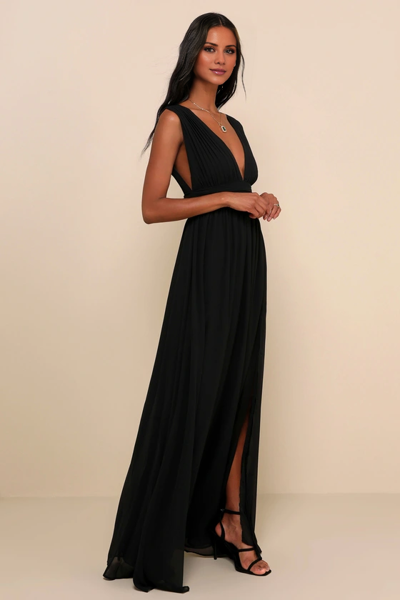 Vestido de fiesta Jimiss con escote en V, hombros descubiertos, sin mangas, espalda descubierta, abertura lateral y largo hasta el suelo