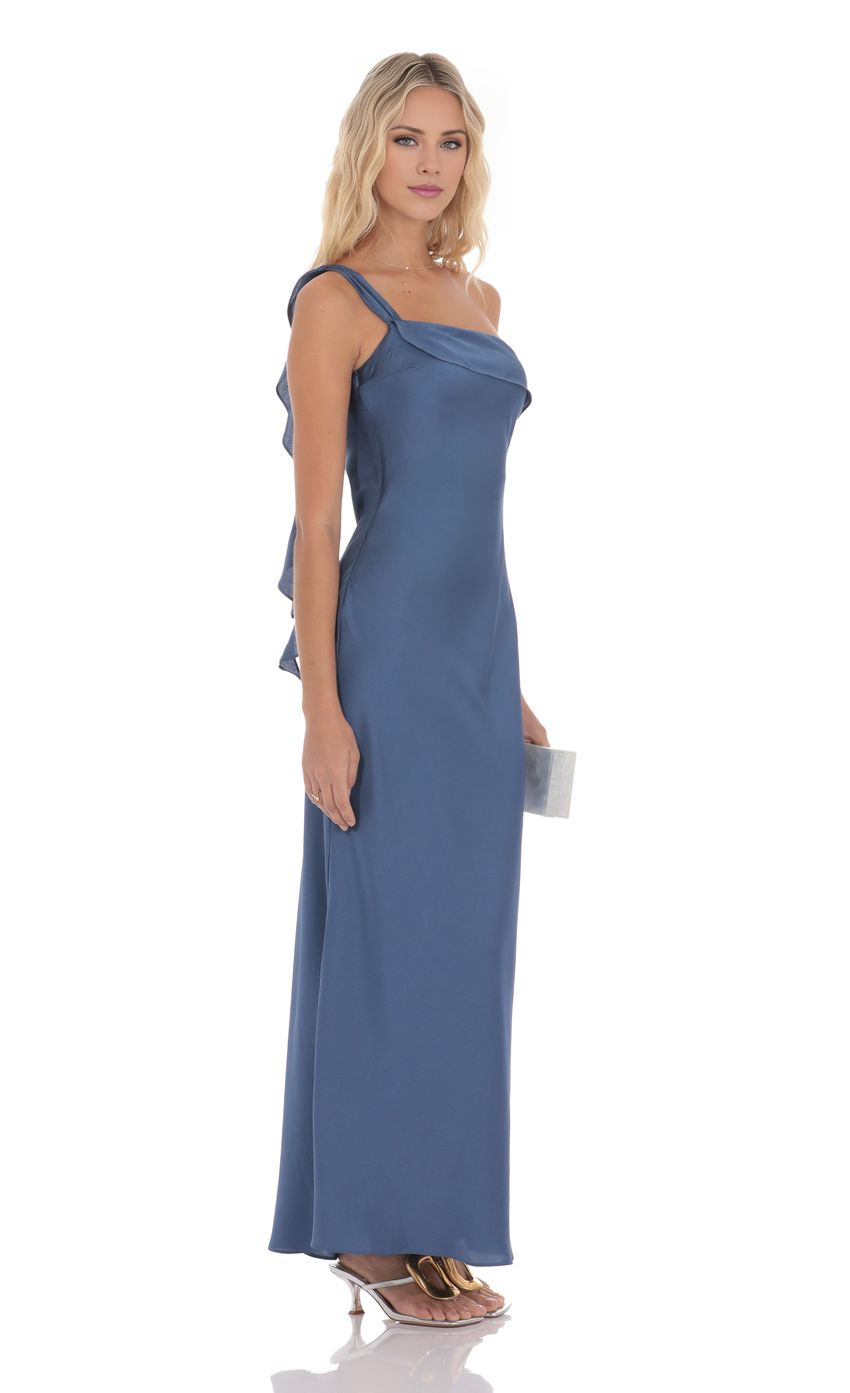 Vestido de fiesta Jimiss con escote asimétrico, hombros descubiertos, sin mangas, espalda descubierta y largo hasta el suelo